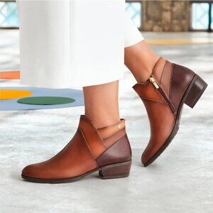 Pikolinos Daroca Calfskin Leather Ankle Boots Brown Cuero Women's Size 42 NEW